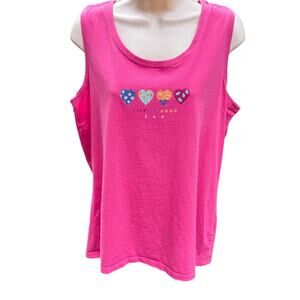 Life is Good | Large Bright Pink Tank Top Y2K Summer Beach Vacation